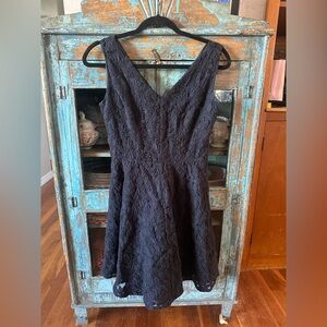 Greylin Navy Floral Lace Mini Dress